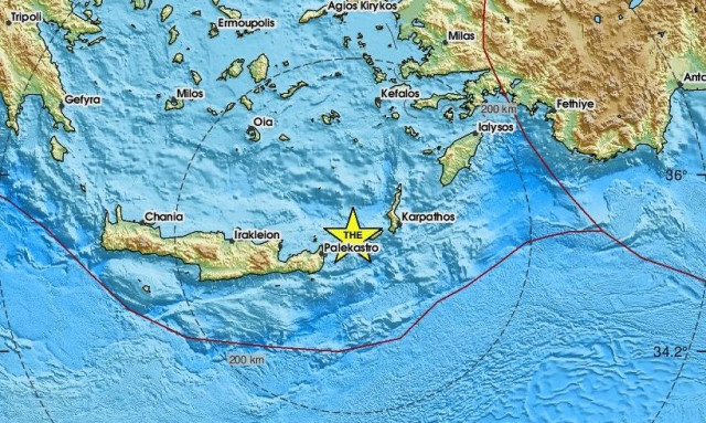 Διπλός σεισμός 4,1 και 3,9 Ρίχτερ μεταξύ Κάσου και Λασιθίου