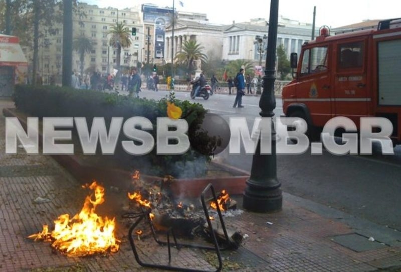 Ένταση με μολότοφ και χημικά στο συλλαλητήριο 