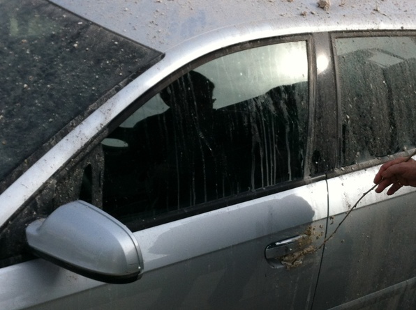 Πέταξαν βοθρολύματα στο αυτοκίνητο του Αηδόνη! (pics)