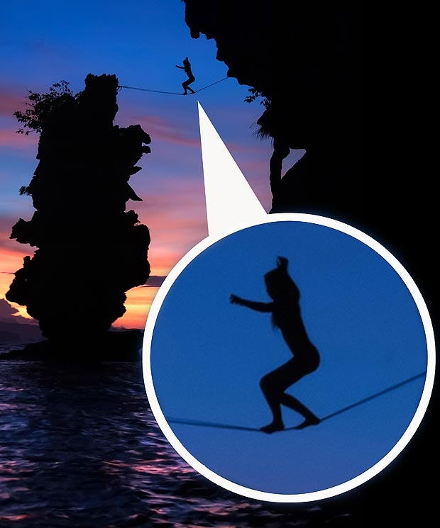 Περπάτησε... γυμνή πάνω σε ένα σκοινί σε ύψος 35 μέτρα (pics)