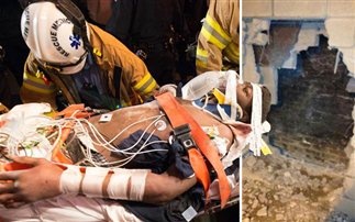 Απίστευτο: Φοιτητής σφήνωσε ανάμεσα σε... δυο κτίρια! (pics)