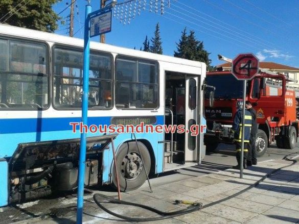 Παραλίγο μεγάλη φωτιά σε λεωφορείο του ΟΑΣΘ (ΦΩΤΟ)