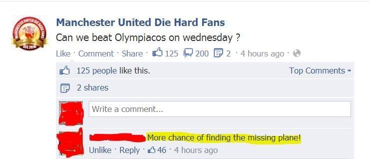 Τι σχέση έχει το Γιουνάιτεντ - Ολυμπιακός με το χαμένο αεροπλάνο;(pic)