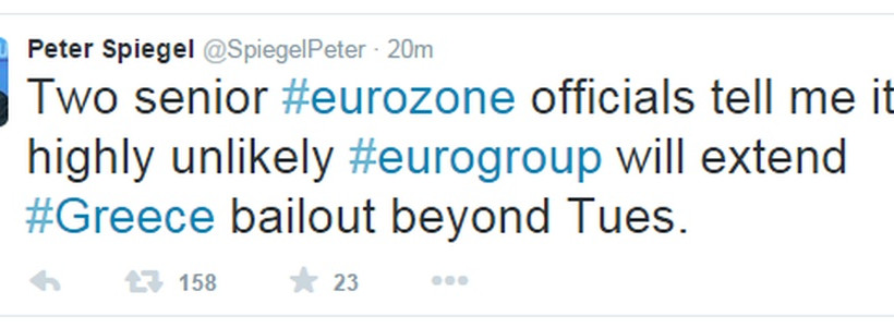 Άρχισαν οι διαρροές πληροφοριών από τους ευρωπαίους εκβιαστές - Tweet του Peter Spiegel