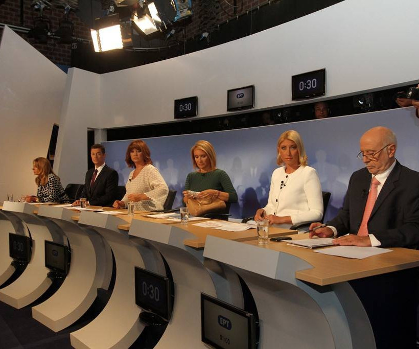 Ντιμπέιτ: Τα χαμόγελα των πολιτικών αρχηγών πριν την τηλεοπτική «μάχη» (photos)