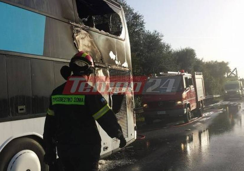 Παραλίγο τραγωδία - Σχολικό λεωφορείο τυλίχθηκε στις φλόγες (photos)