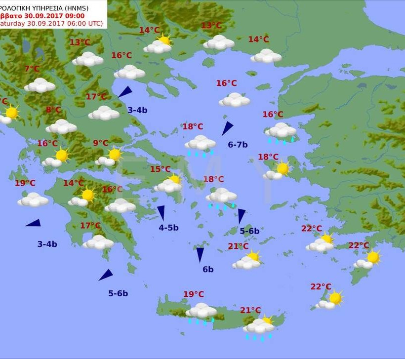 Καιρός τώρα: Παρασκευή με βροχές, πτώση της θερμοκρασίας και πολλά μποφόρ (pics)