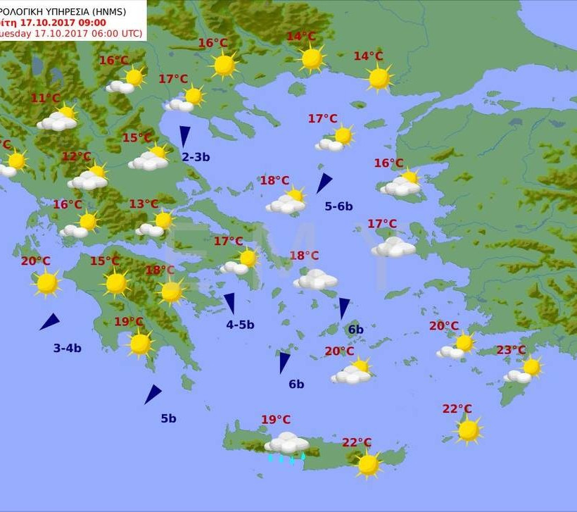 Καιρός τώρα: Με υψηλές θερμοκρασίες και μποφόρ η Τρίτη (pics)