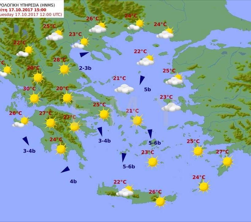 Καιρός τώρα: Με υψηλές θερμοκρασίες και μποφόρ η Τρίτη (pics)