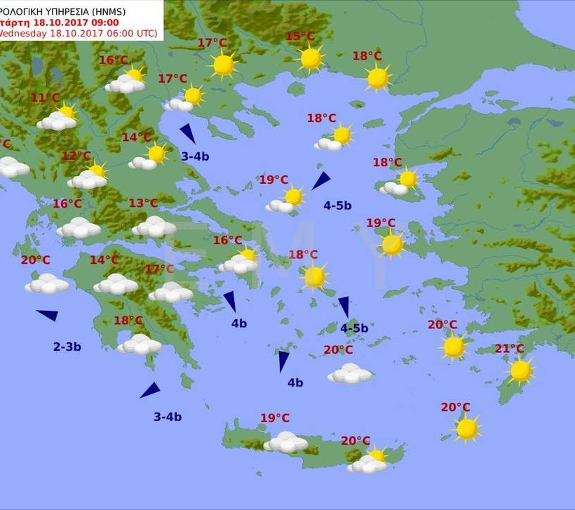Καιρός τώρα: Με υψηλές θερμοκρασίες και μποφόρ η Τρίτη (pics)