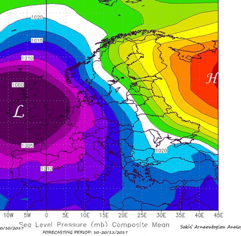 Καιρός - Σάκης Αρναούτογλου: Τι καιρό θα κάνει το Νοέμβριο - Αναλυτικοί χάρτες