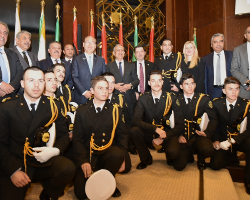 IMO’s Secretary-General Mr. Kitack Lim, AASTMT’s President Dr. Ismail Abdel Ghafar, President of the Arab-Hellenic Chamber of Commerce & Development Mr. Harris Geronikolas, the Managing Director of HAMA’s Academic Program Mrs. Argyro Manoli,  the Vice Pre