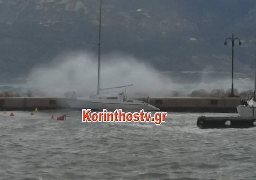 Καιρός: Η θάλασσα βγήκε στη στεριά στην Κόρινθο (pics)