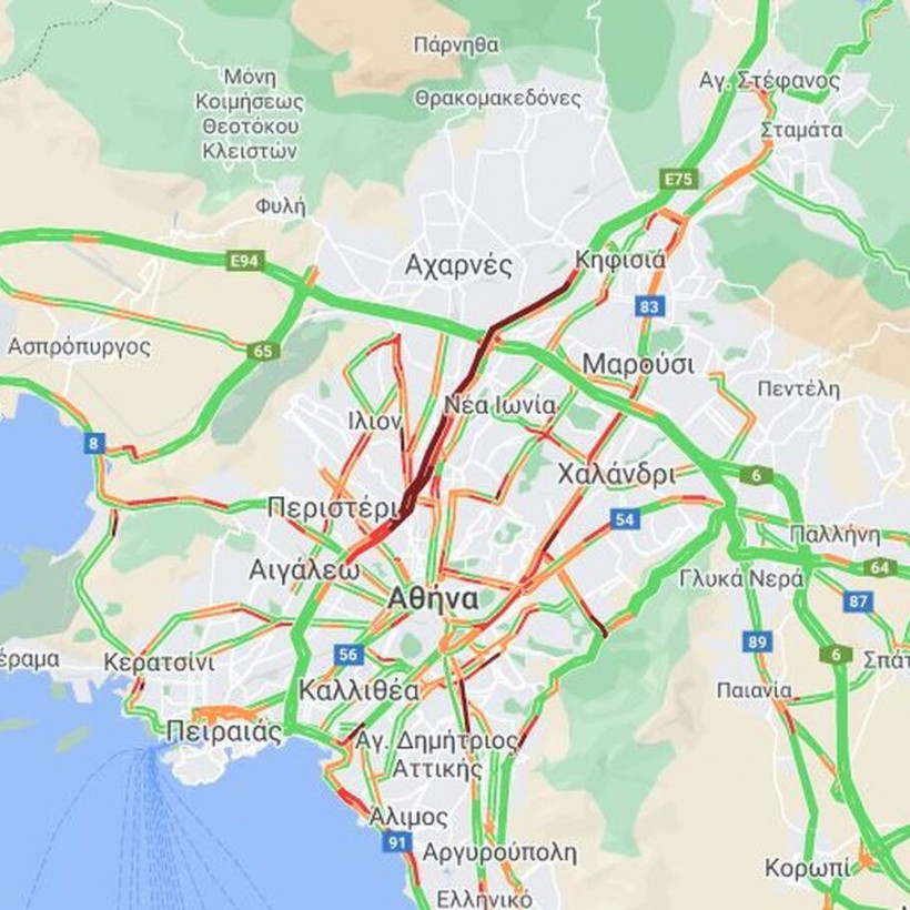 Η κίνηση στο Λεκανοπέδιο λίγο πριν τις 8 το πρωί