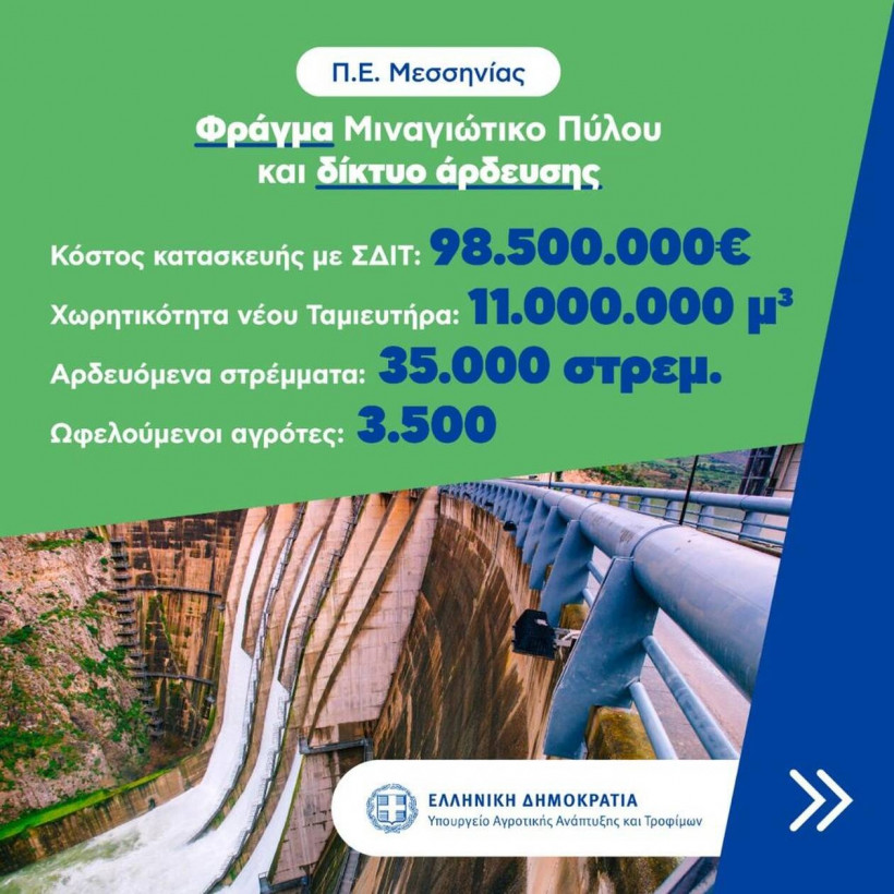 Φράγμα Μιναγιώτικο Πύλου και δίκτυο άρδευσης