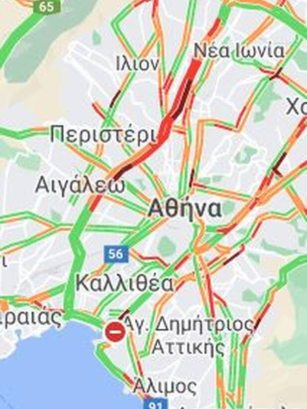 Η κίνηση στον Κηφισό το πρωί της Δευτέρας