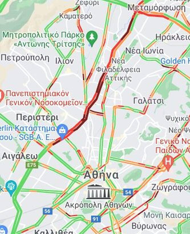 Η κίνηση στο Λεκανοπέδιο το πρωί της Δευτέρας