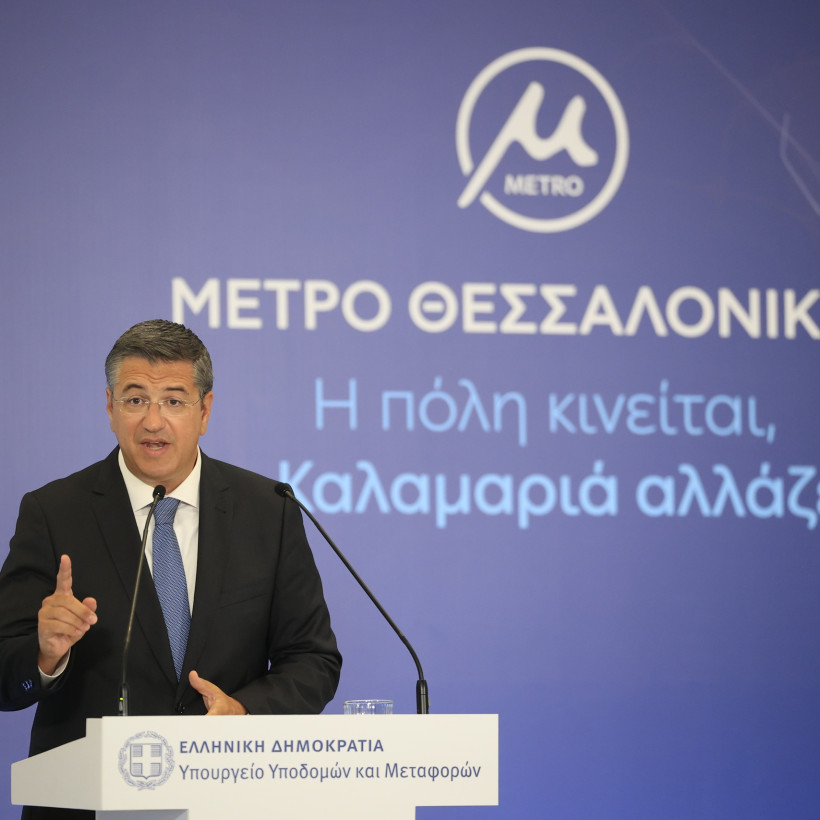 [389109] ΤΕΛΕΤΗ ΠΑΡΑΔΟΣΗΣ ΤΟΥ ΕΡΓΟΥ ΤΗΣ ΕΠΕΚΤΑΣΗΣ ΤΟΥ ΜΕΤΡΟ ΘΕΣΣΑΛΟΝΙΚΗΣ ΠΡΟΣ ΤΗΝ ΚΑΛΑΜΑΡΙΑ ΠΑΡΟΥΣΙΑ ΤΟΥ ΠΡΩΘΥΠΟΥΡΓΟΥ ΚΥΡΙΑΚΟΥ ΜΗΤΣΟΤΑΚΗ  (ΓΙΩΡΓΟΣ ΚΟΝΤΑΡΙΝΗΣ / EUROKINISSI)