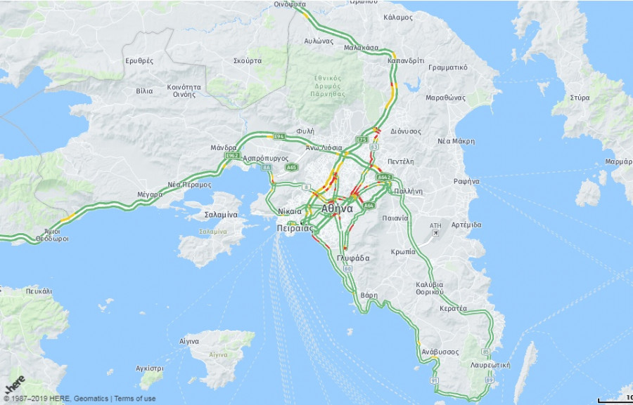 «Μποτιλιάρισμα» παρατηρείται αυτή την ώρα σε κεντρικούς δρόμους της πρωτεύουσας.