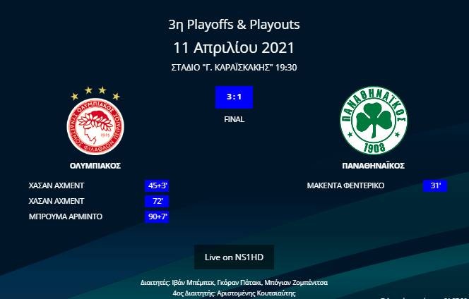 Ολυμπιακός - Παναθηναϊκός 3-1