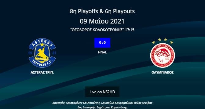 Αστέρας Τρίπολης - Ολυμπιακός 0-0
