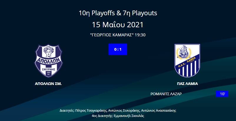 Απόλλων Σμύρνης - Λαμία 0-1