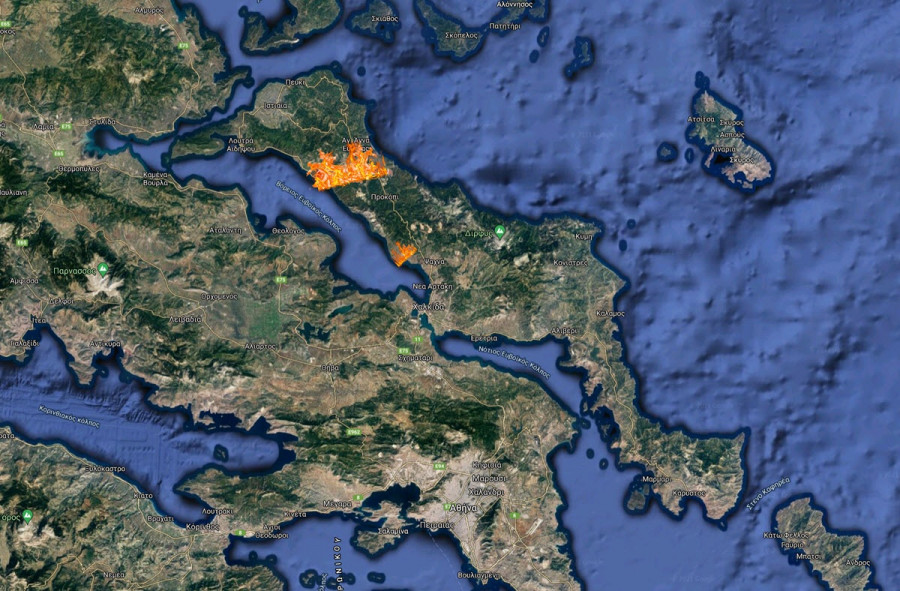 Ο χάρτης με τα μέτωπα στη Βόρεια Εύβοια