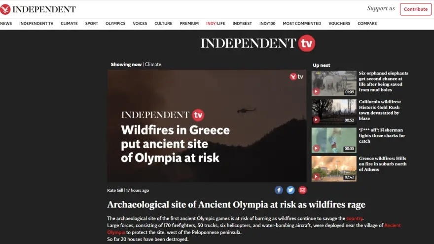 independent φωτιές Ελλάδα 