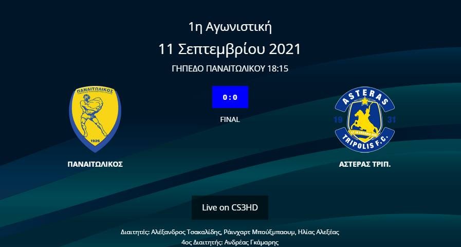 Παναιτωλικός - Αστέρας Τρίπολης 0-0