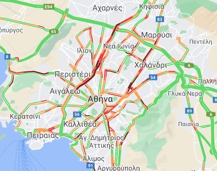Η κίνηση στην Αττική το πρωί της Τρίτης