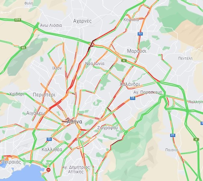 κίνηση στους δρόμους τώρα