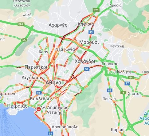 Η κίνηση στην Αττική το μεσημέρι της Τρίτης