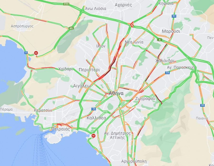 Η κίνηση στην Αττική το πρωί της Δευτέρας