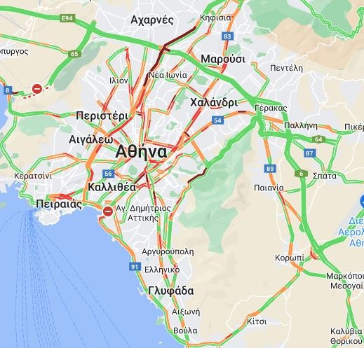 Η κίνηση στην Αττική το απόγευμα της Δευτέρας