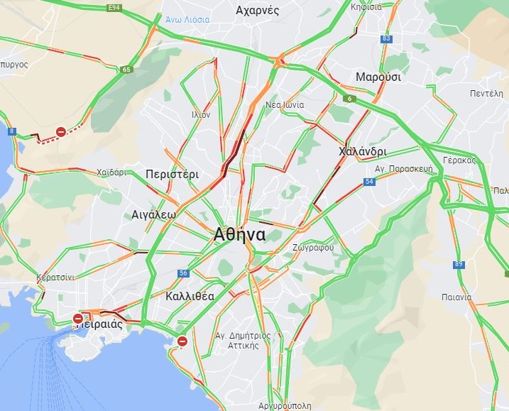 Η κίνηση στο Λεκανοπέδιο το πρωί της Τετάρτης