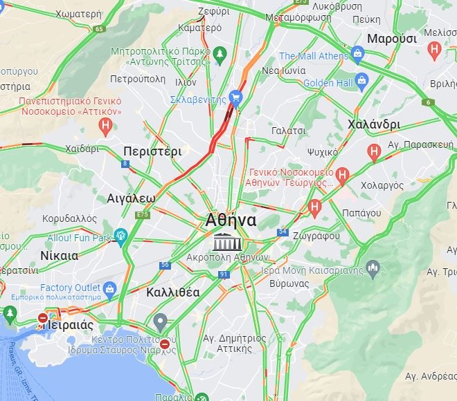 Η κίνηση στο Λεκανοπέδιο το πρωί της Μεγάλης Τετάρτης