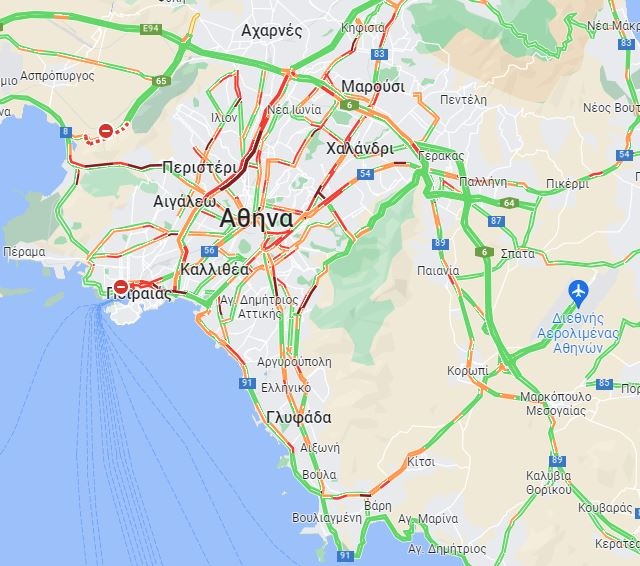 Η κίνηση στην Αττική το πρωί της Παρασκευής
