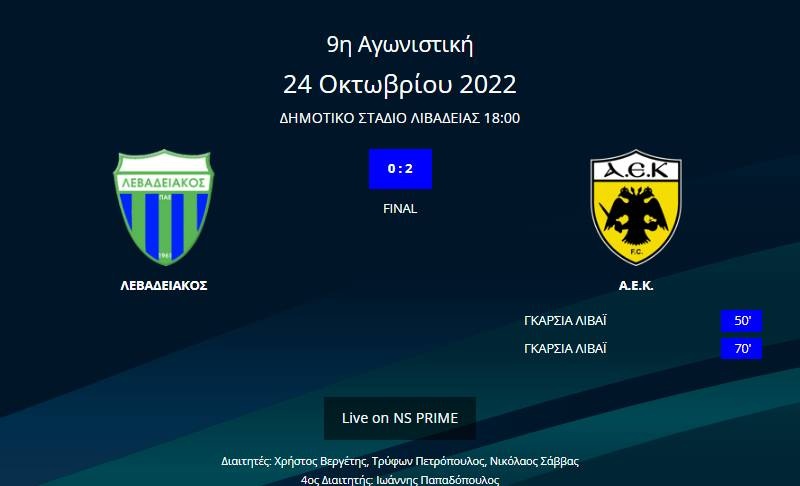 Λεβαδειακός - ΑΕΚ 0-2