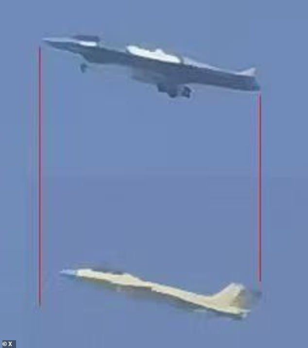 The new jet, on top, was spotted alongside a Chengdu J-20, the current generation of fighters - compared to the US Air Force's F-22.