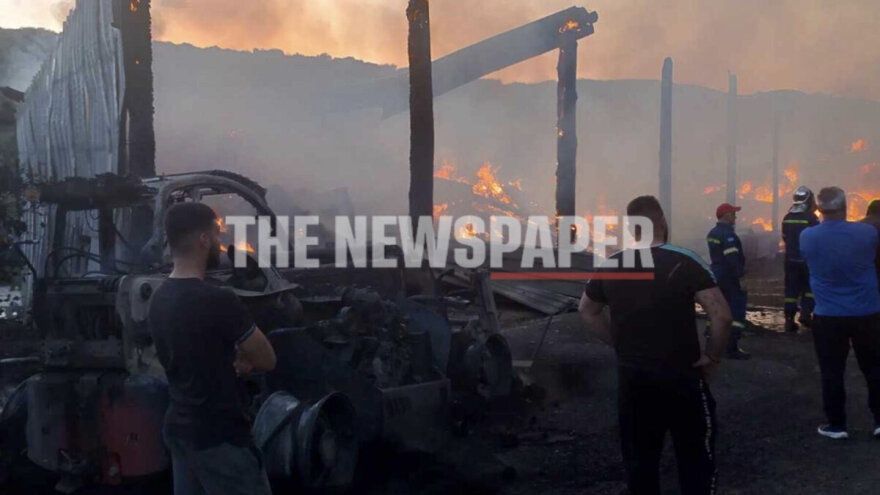 Φωτιά σε κτηνοτροφική μονάδα στον Αλμυρό - Δείτε φωτογραφίες