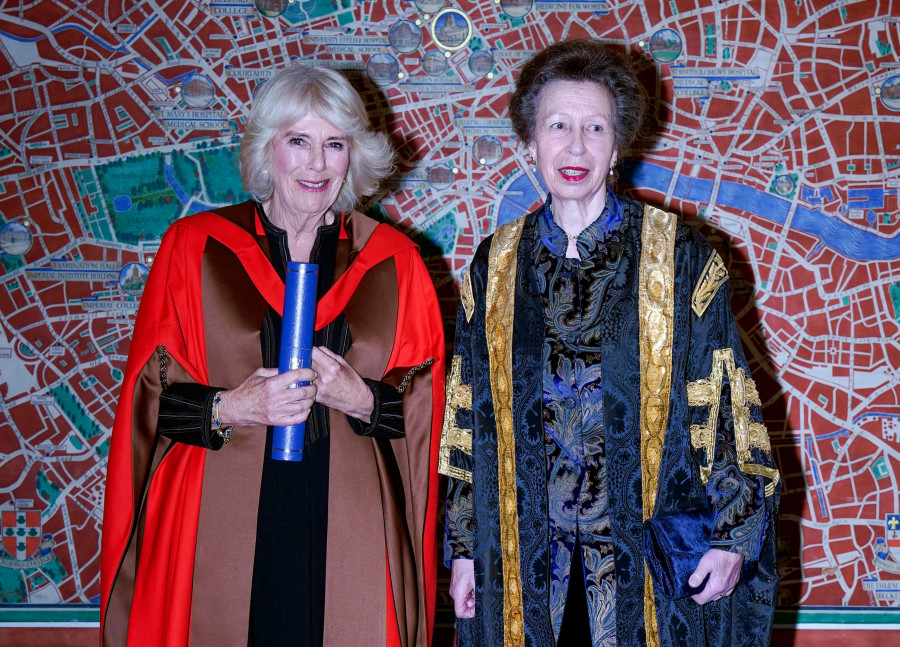 The Queen Presented With An Honorary Doctorate Of Literature By The Princess Royal At The University Of London