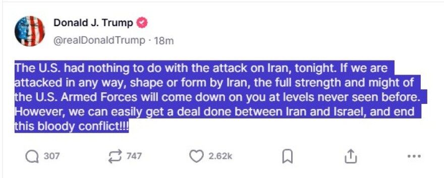 Τραμπ σε Τεχεράνη: Δεν έχουμε καμία εμπλοκή στην επίθεση στο Ιράν