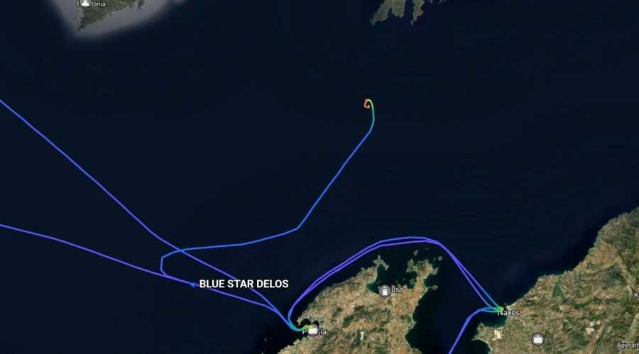 a map of the ocean with a route