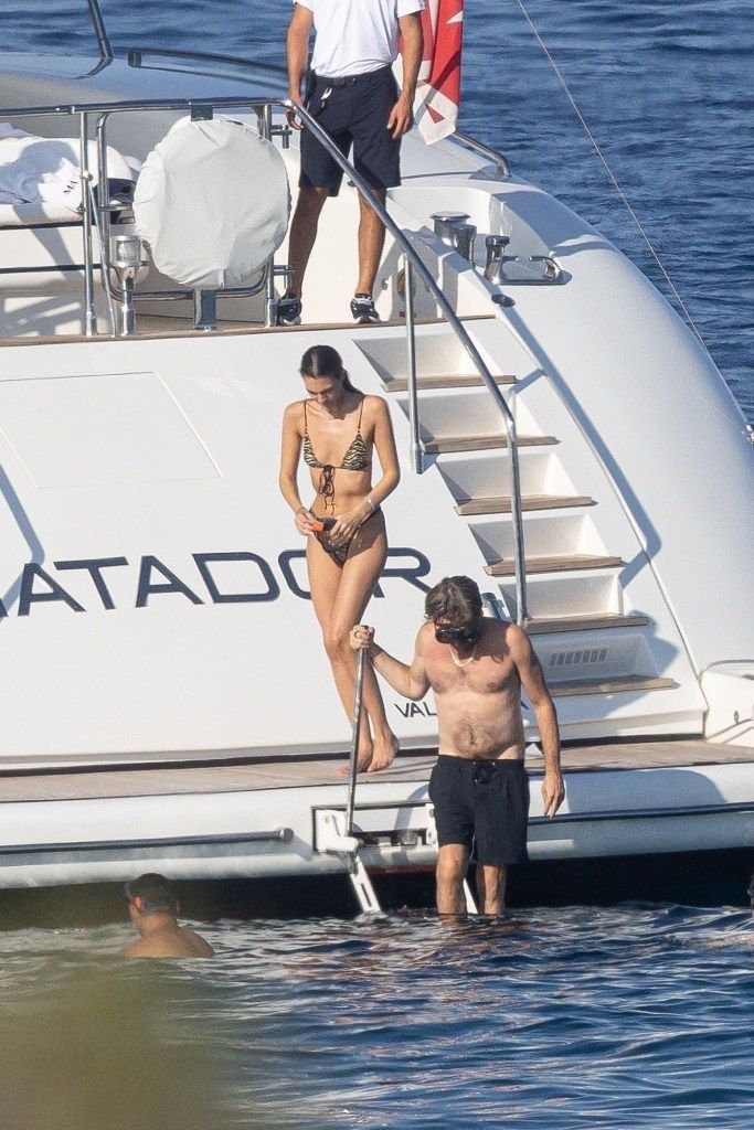 Leonardo DiCaprio and Vittoria Ceretti vacationing on a luxury yacht off Formentera.