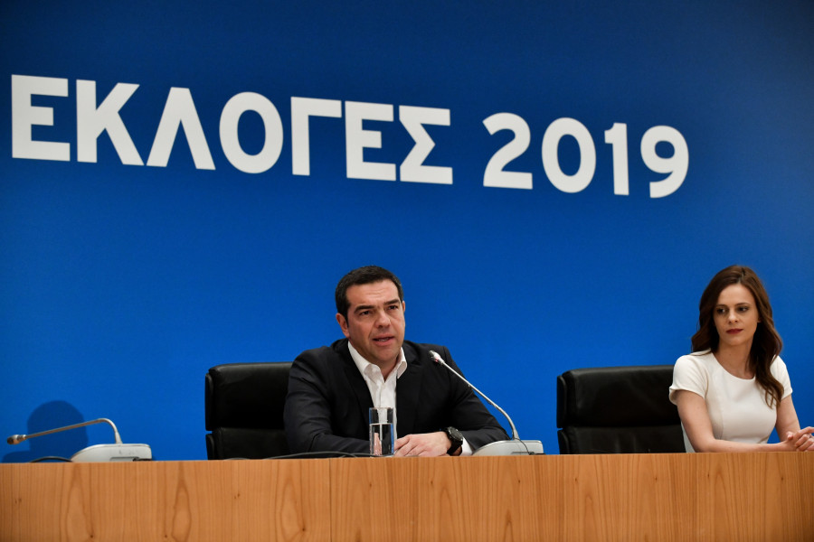 Ο Αλέξης Τσίπρας με την Έφη Αχτσιόγλου, μετά το εκλογικό αποτέλεσμα της αναμέτρησης του 2019.