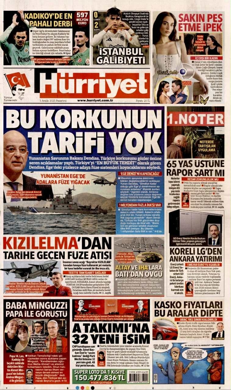 Πρωτοσέλιδο Hurriyet