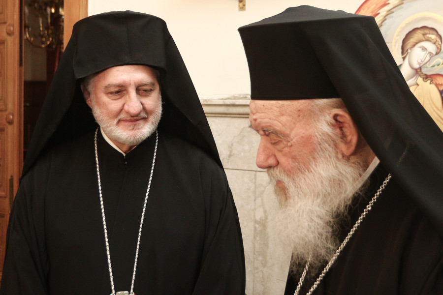 ΣΥΝΑΝΤΗΣΗ ΤΟΥ ΑΡΧΙΕΠΙΣΚΟΠΟΥ ΙΕΡΩΝΥΜΟΥ ΜΕ ΤΟΝ ΑΡΧΙΕΠΙΣΚΟΠΟ ΑΜΕΡΙΚΗΣ-(ΧΡΗΣΤΟΣ ΜΠΟΝΗΣ//ΑΡΧΙΕΠΙΣΚΟΠΗ ΑΘΗΝΩΝ)