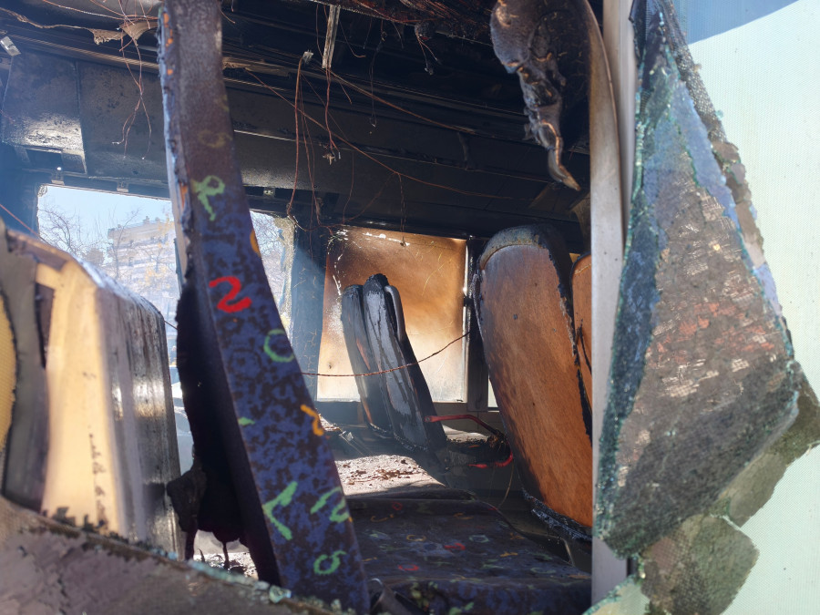 Φωτιά σε λεωφορείο του ΟΑΣΘ.