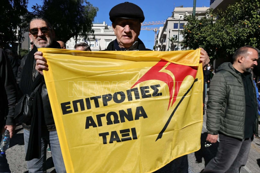 Πορεία οδηγών ταξί στο κέντρο της Αθήνας