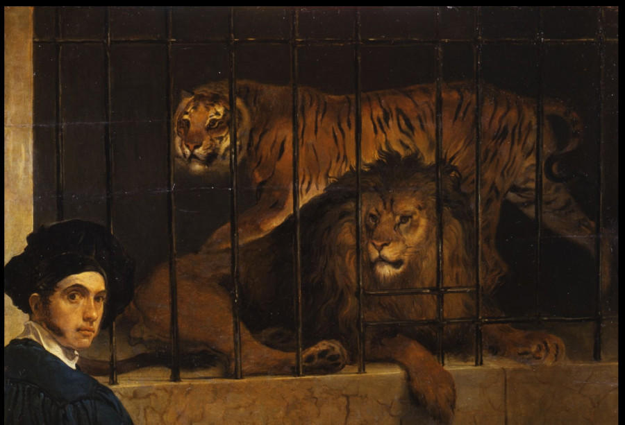 Autoritratto con tigre e leone